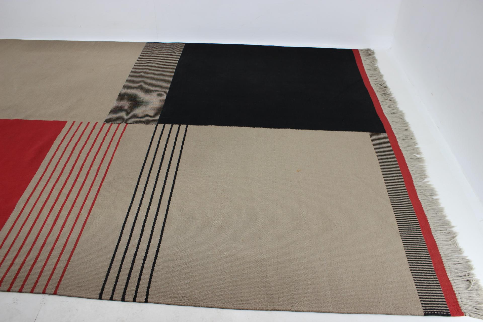 Mid-Century Modern 1950s Antonin Kybal Geometric Wool Rug, Czechoslovakia