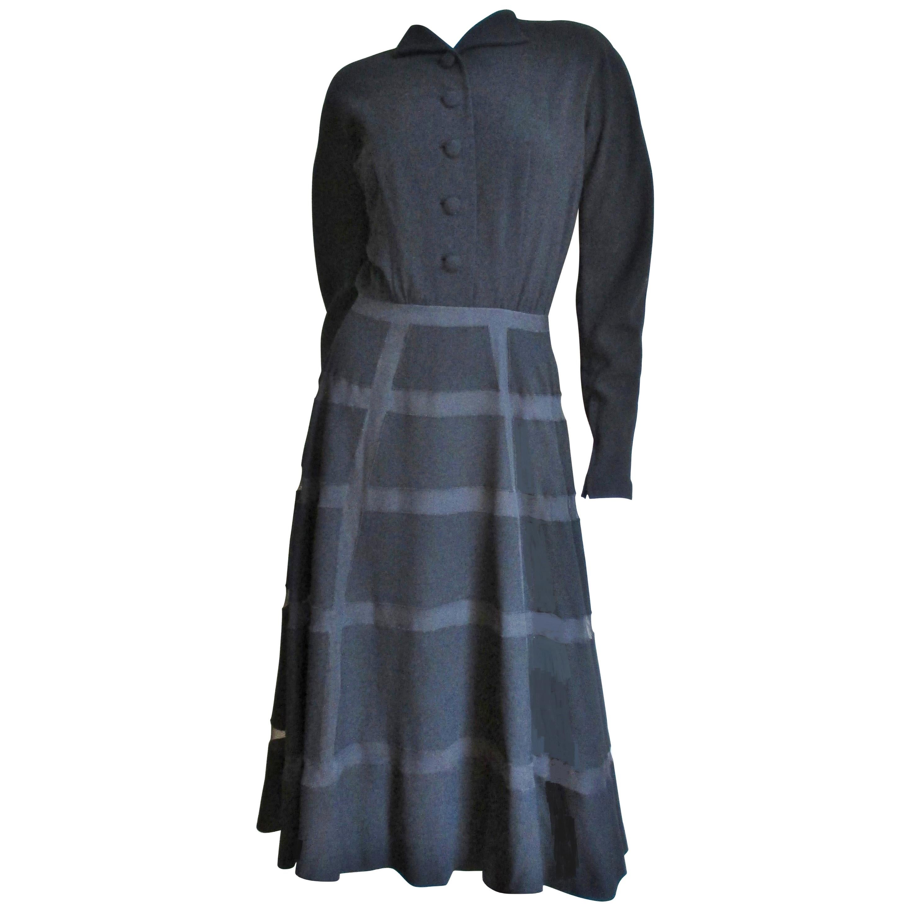 Lanvin Designer Antonio Castillo 1950s Geometric Skirt Dress For Sale