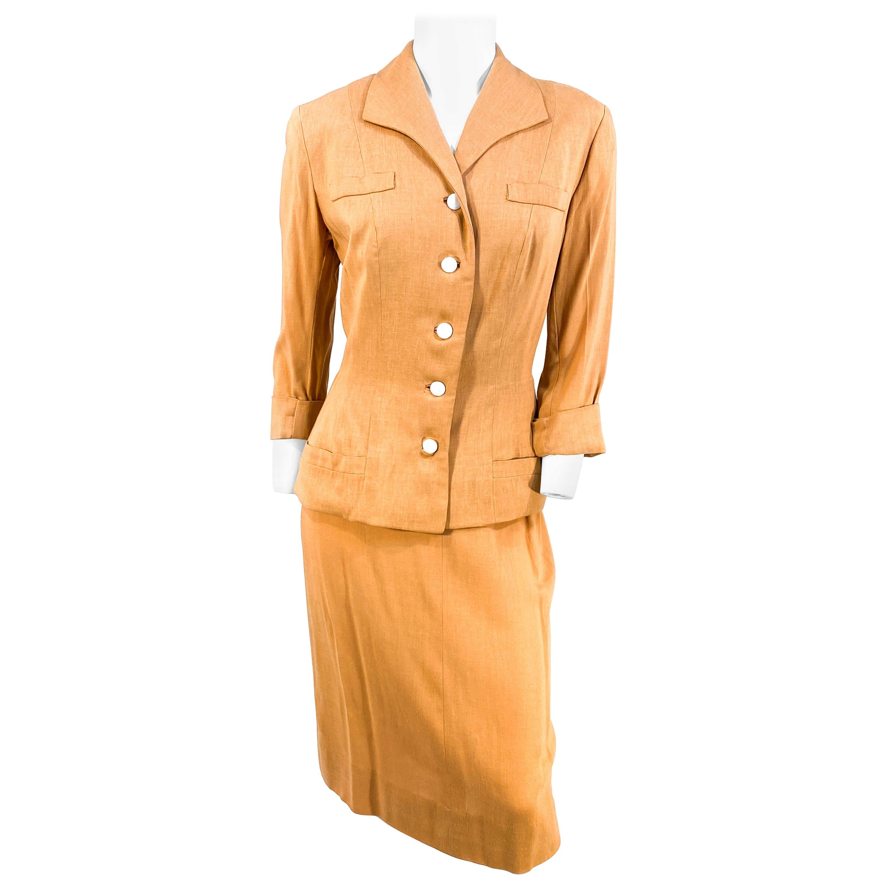 1950s Apricot Linen Suit
