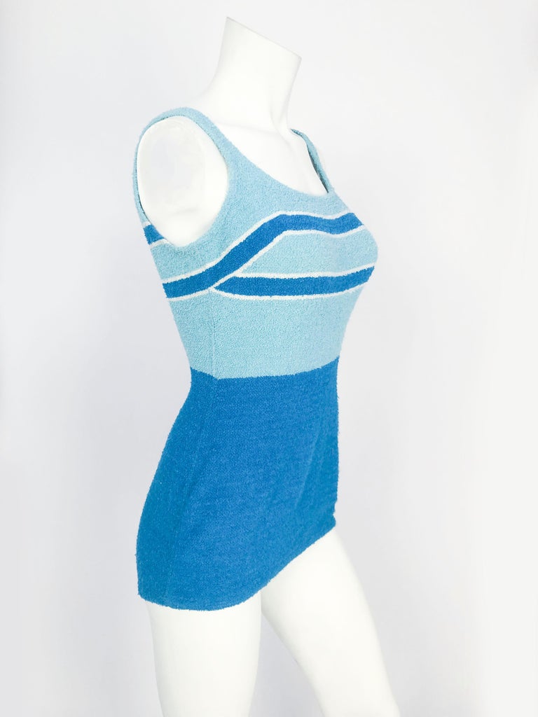 1950s Aqua And Light Blue Terry Cloth Swimsuit For Sale At 1stdibs ...