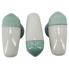 1950's Aqua Blue Porcelain Sconce Lamps by Wilhelm Wagenfeld For Lindner