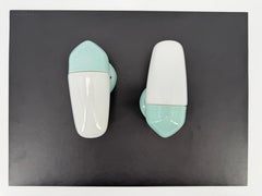 1950's Aqua Blue Porcelain Sconce Lamps by Wilhelm Wagenfeld For Lindner Model 2