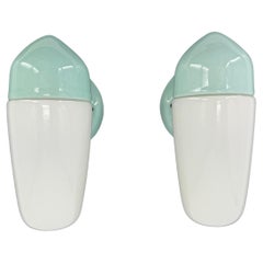 1950's Aqua Blue Porcelain Sconce Lamps by Wilhelm Wagenfeld For Lindner Model 2
