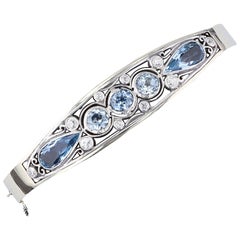 1950er Aquamarin- und Diamant-Armreif
