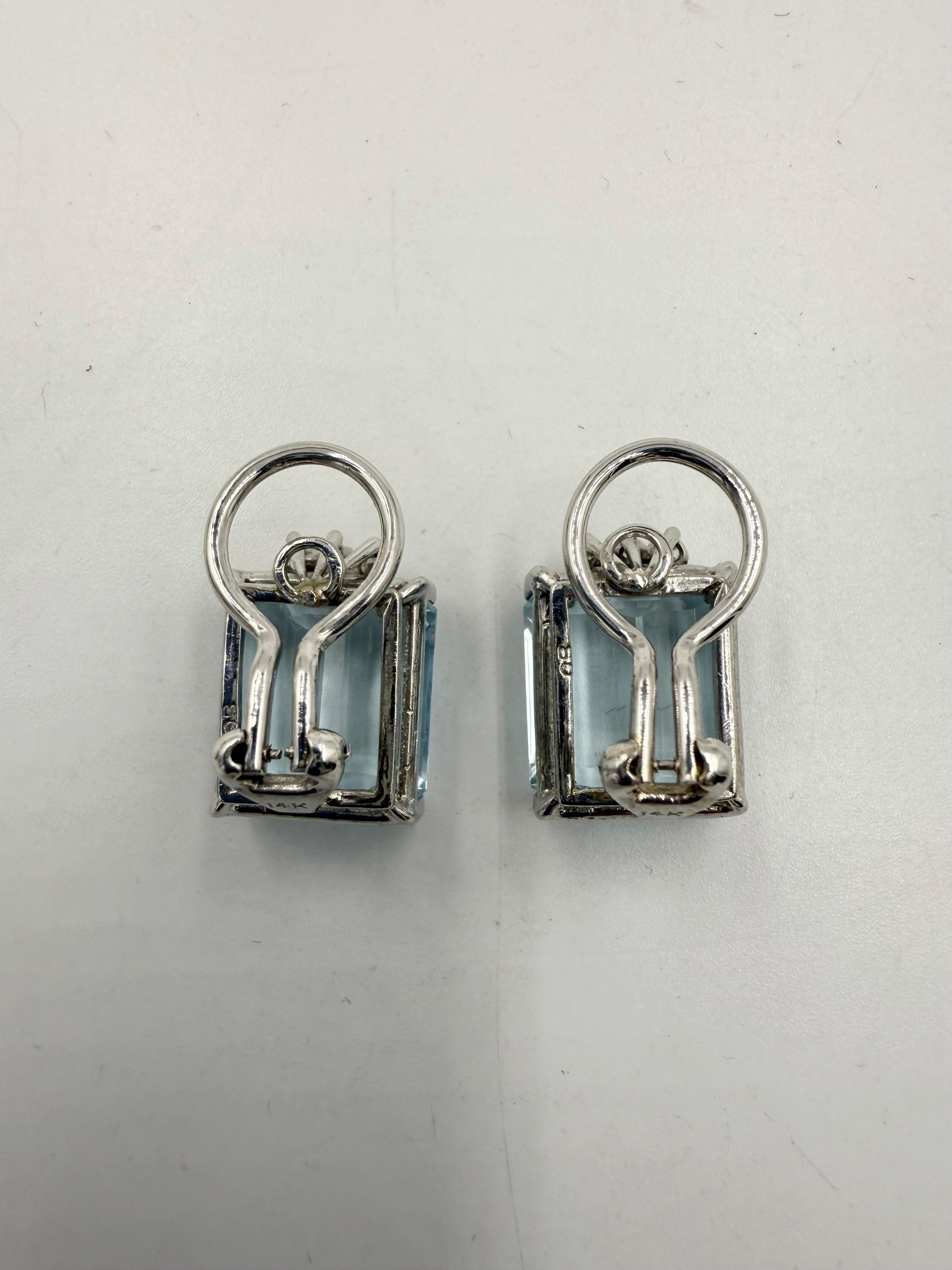 1950s Aquamarine Diamond White Gold Clip On Earrings in vendita 1