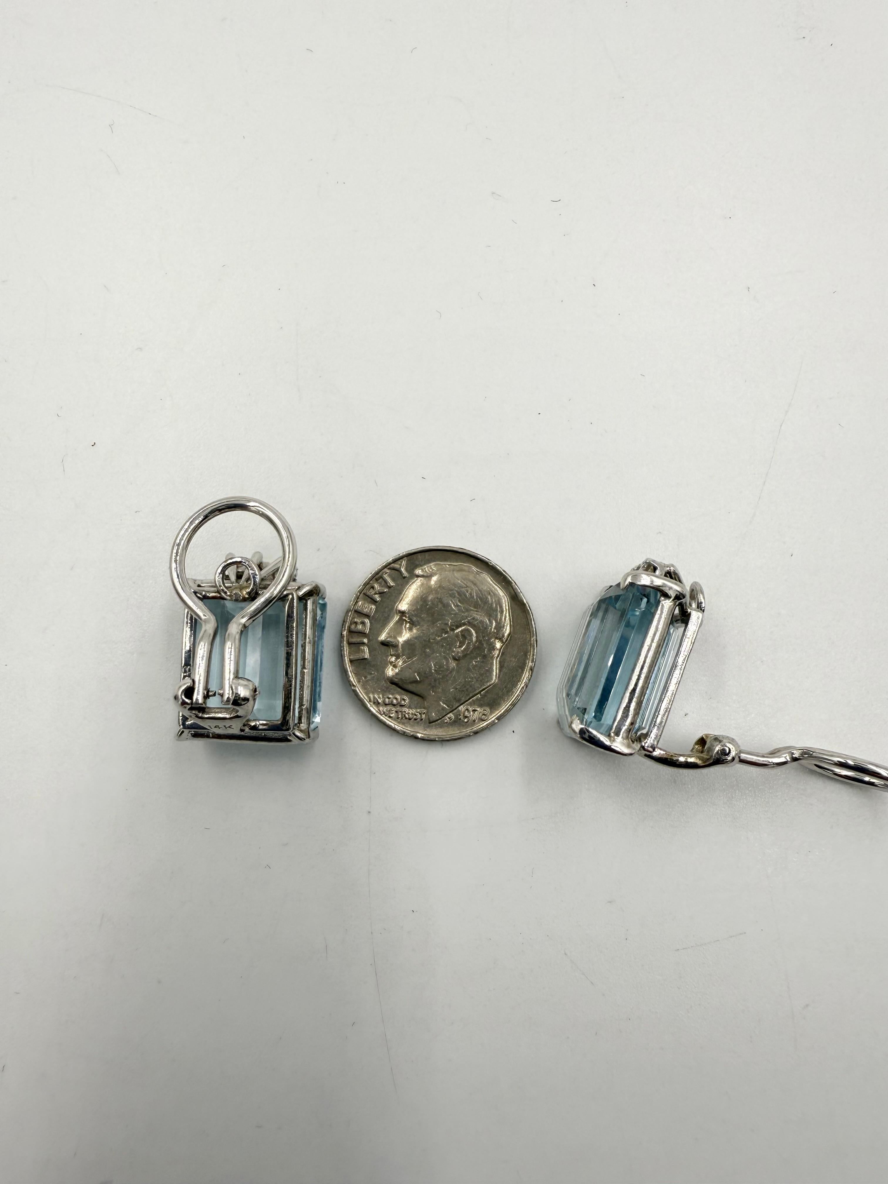 1950s Aquamarine Diamond White Gold Clip On Earrings in vendita 2