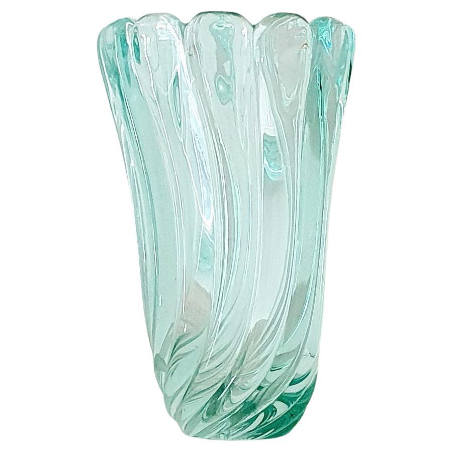 1950s Archimede Seguso Aqua Twisted Vase