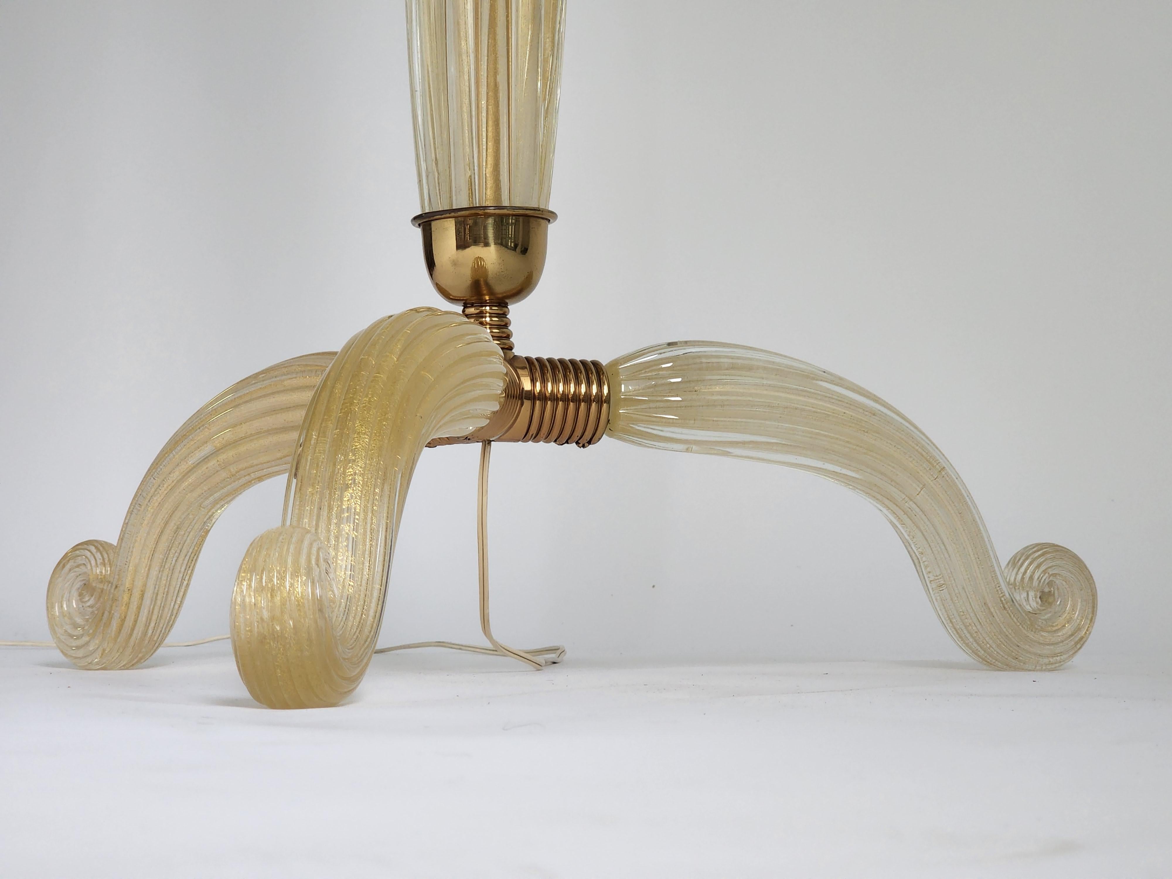 1950s Archimede Seguso Gold Dust Infused Glass Floor Lamp, Italy  4