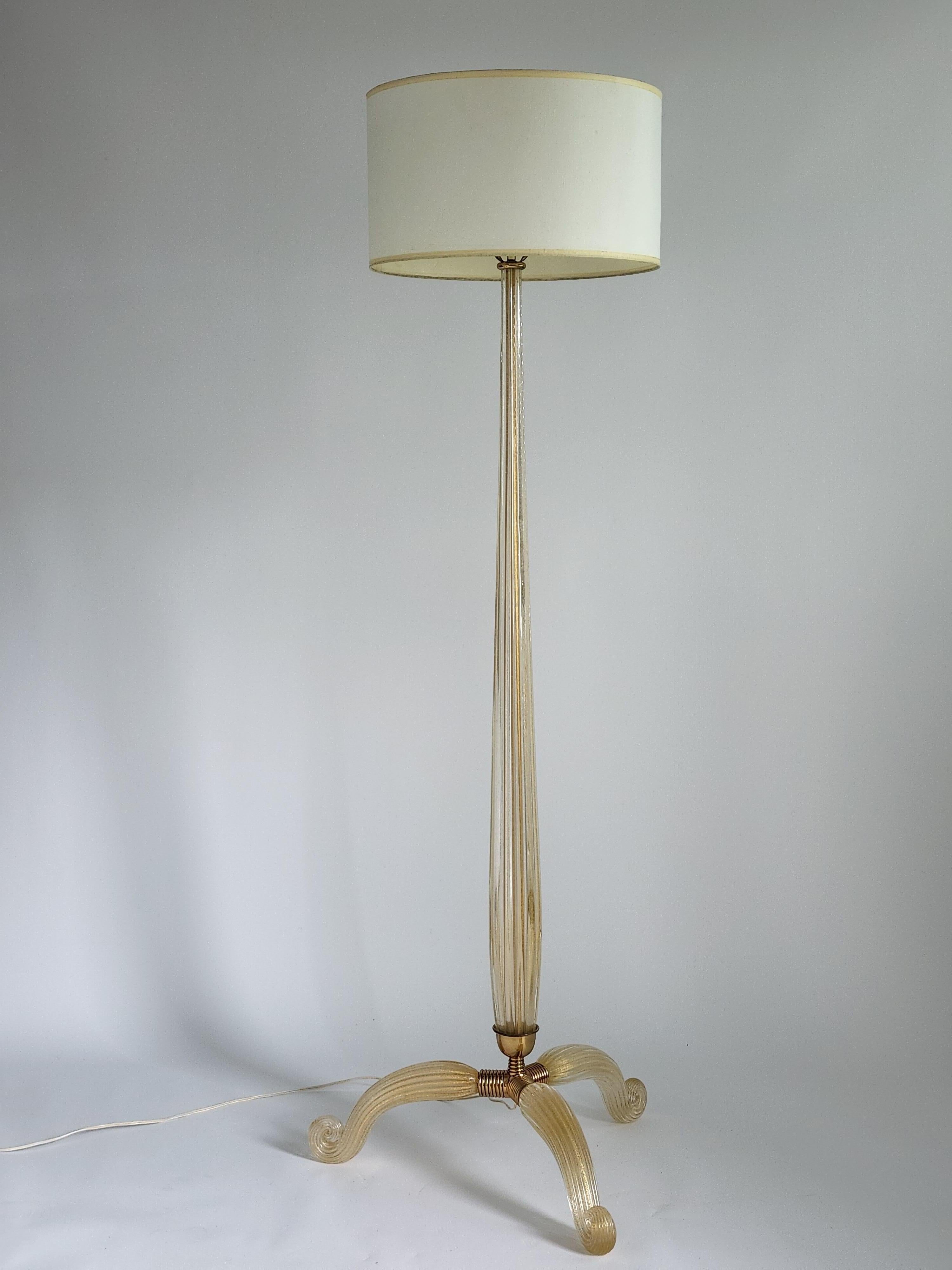 1950s Archimede Seguso Gold Dust Infused Glass Floor Lamp, Italy  8