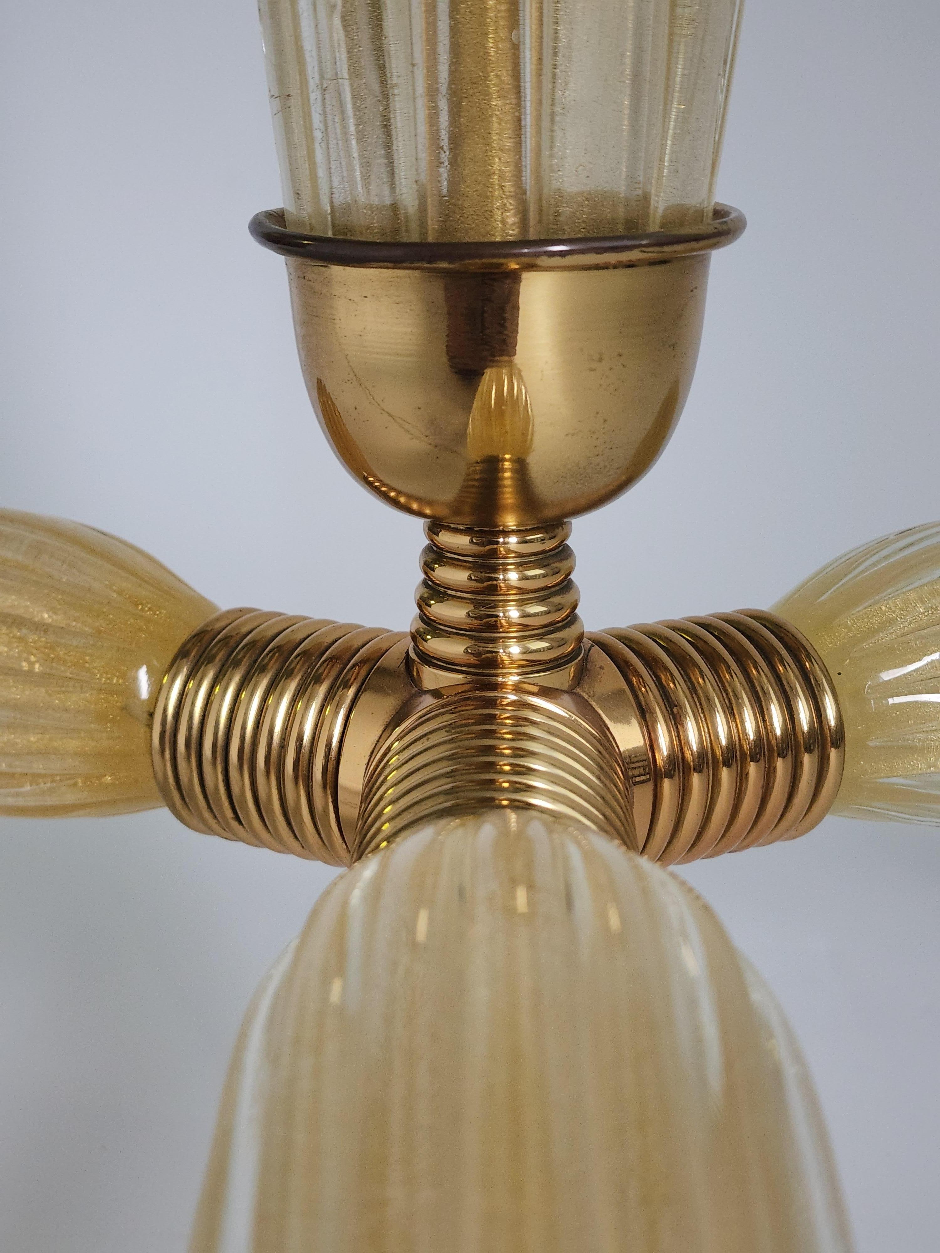 1950s Archimede Seguso Gold Dust Infused Glass Floor Lamp, Italy  1