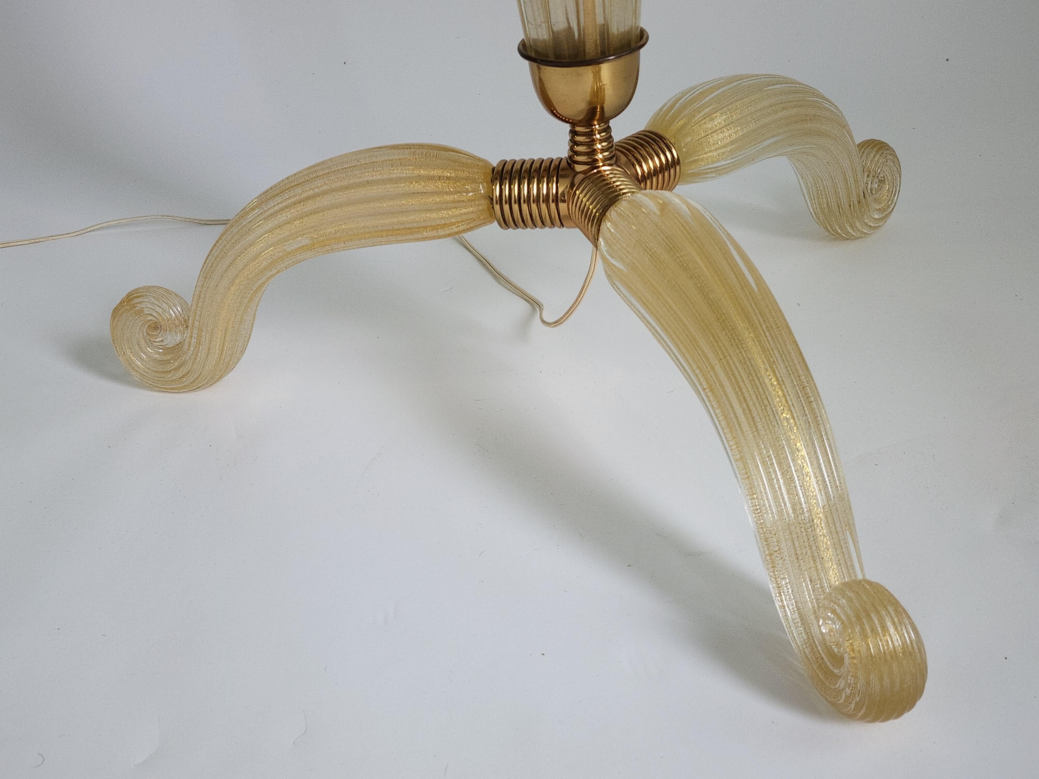 1950s Archimede Seguso Gold Dust Infused Glass Floor Lamp, Italy  3