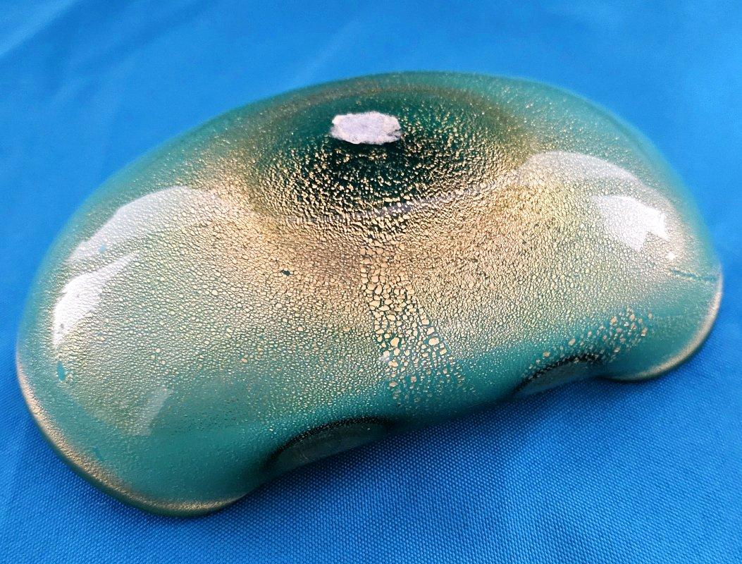 Ciotola in vetro di Murano del 1950 Archimede Seguso Pink & Greene con foglie d'oro/Polveri In condizioni buone in vendita a Warrenton, OR