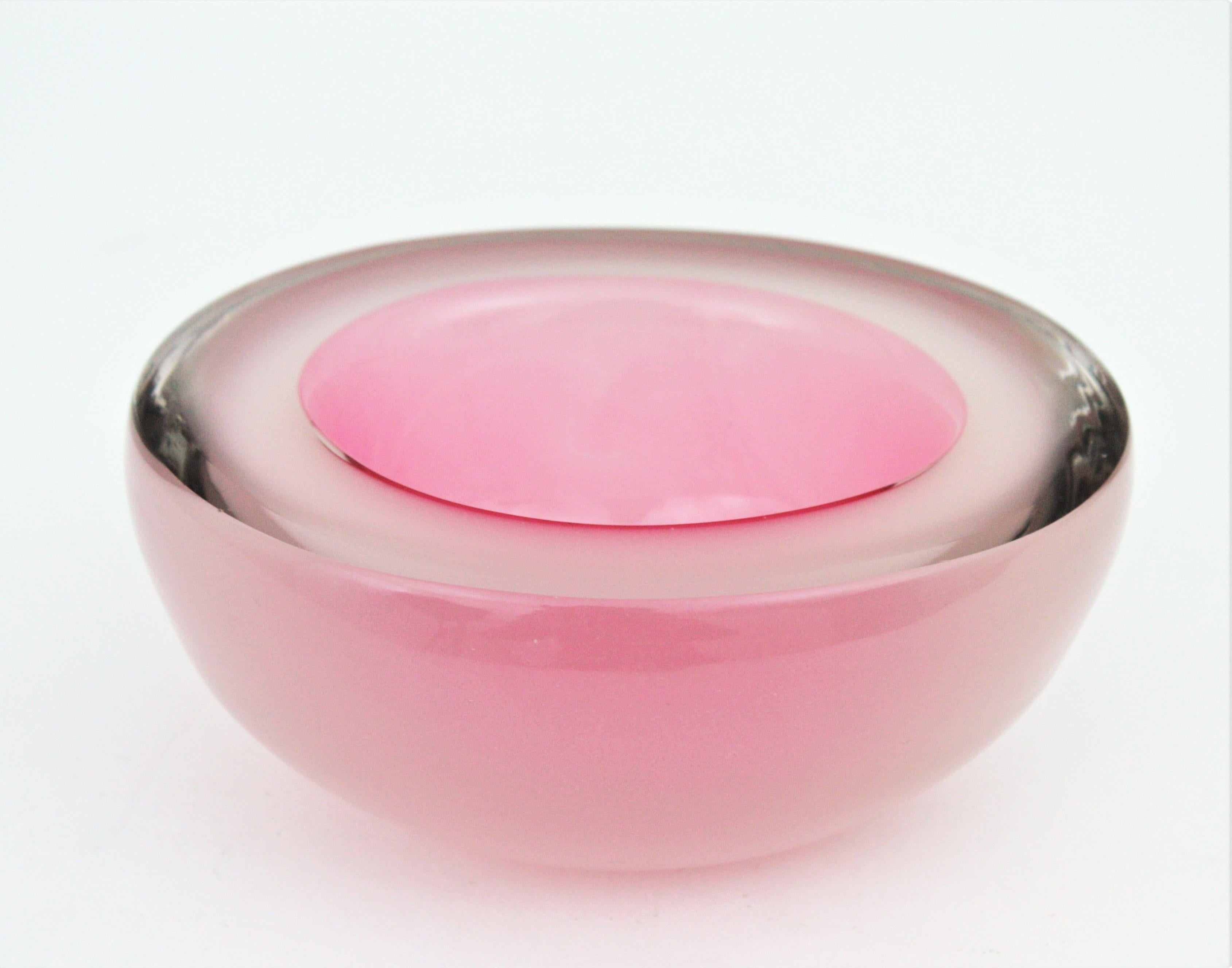 pink murano glass bowl