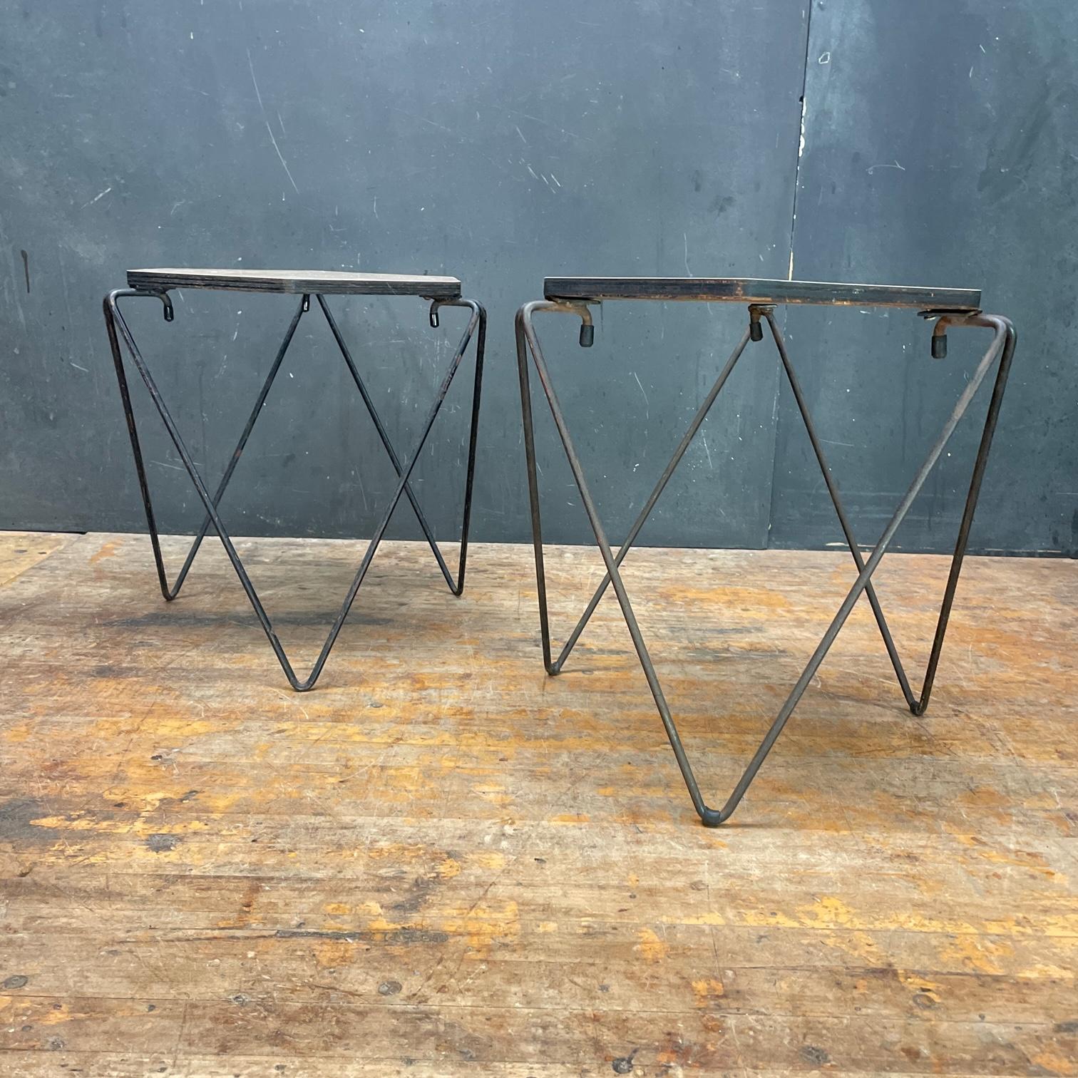 Mid-Century Modern 1950s Architects Prismatic Stacking Tables Pair Mid-Century Geometric Pedestal For Sale
