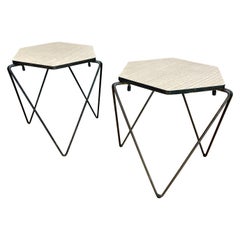 1950 Architects Prismatic Stacking Tables Pair Mid-Century Geometric Pedestal