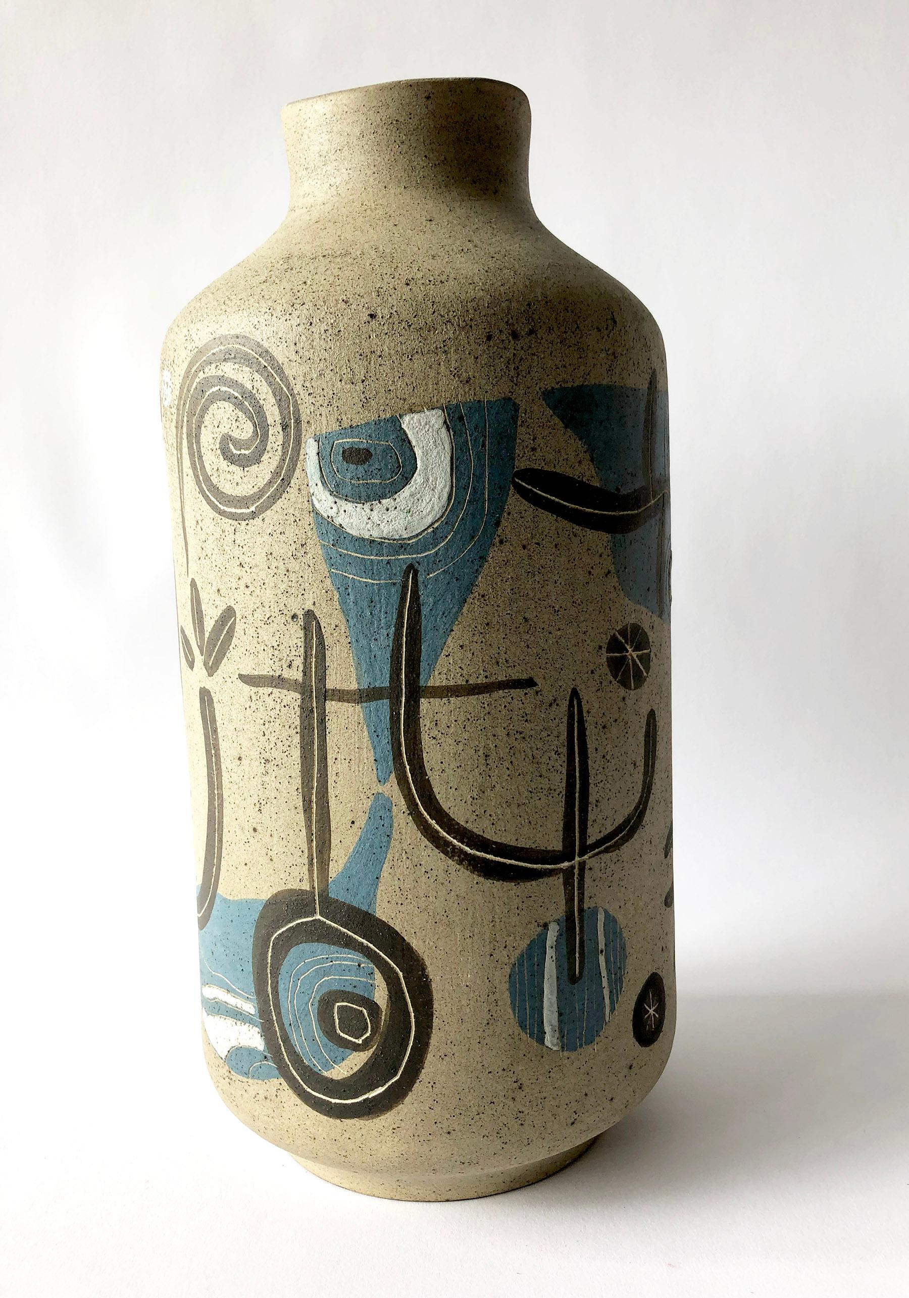 1950s Arganat Spanish Surrealist Modern Ceramic Vase In Good Condition In Palm Springs, CA