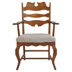 1950s Arm Chair "Razorblade" in Sheepskin by Henning Kjærnulff, Danish Modern