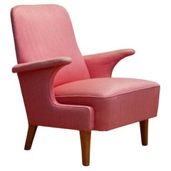 1950s Armchair / Lounge Chair With Wool Upholstery By Dux , Sweden