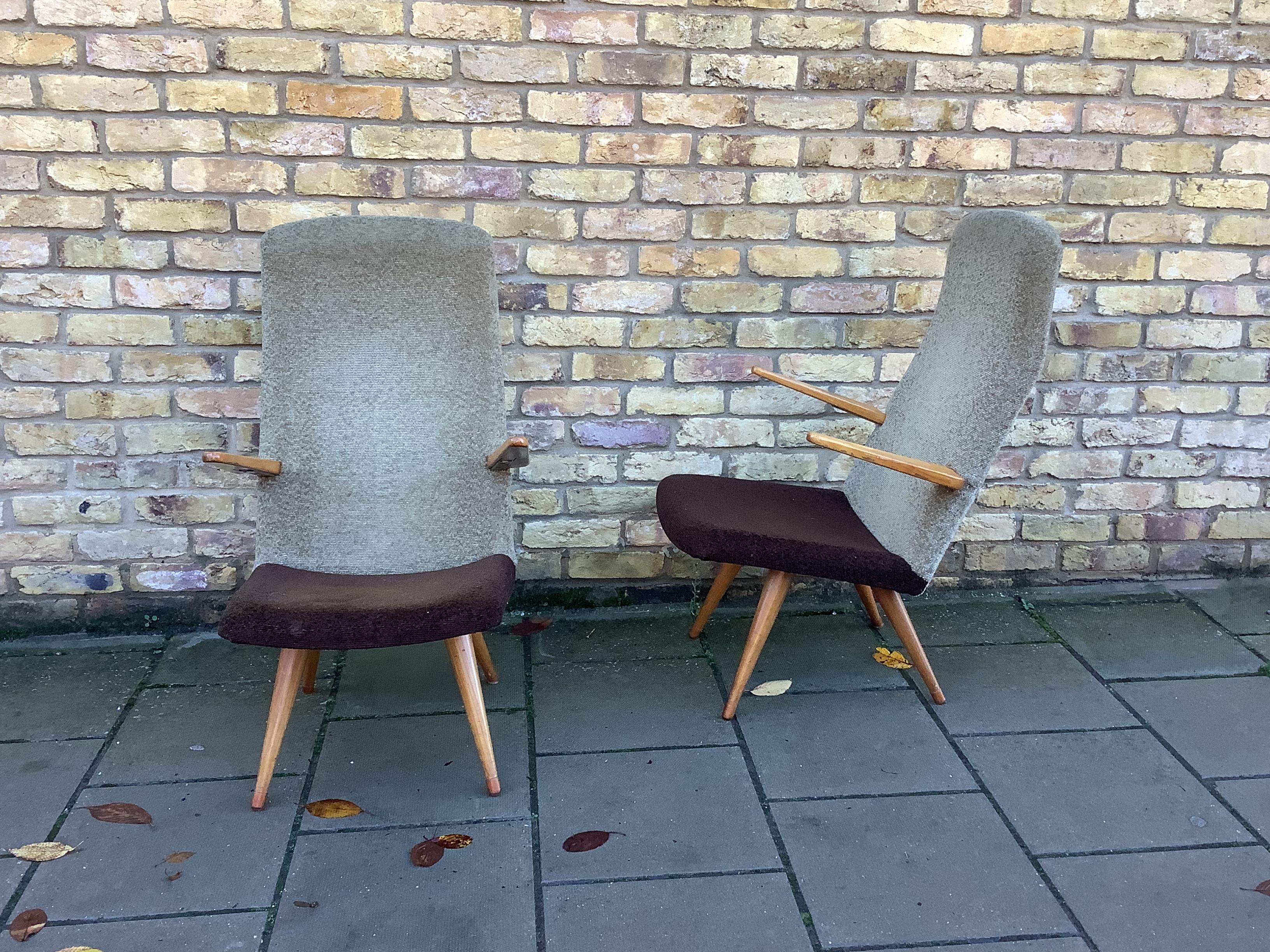 1950’s armchairs in the style of Cees Braakman In Good Condition In London, Lambeth