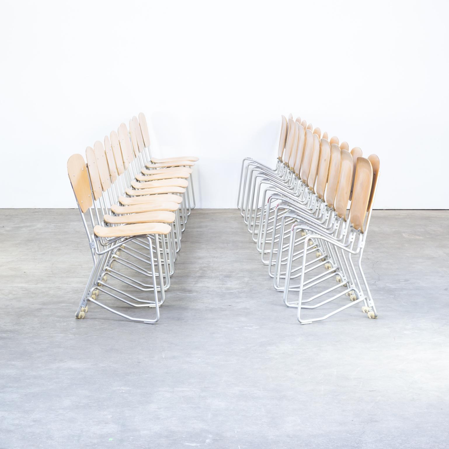 Swiss 1950s Armin Wirth ‘aluflex’ Folding Chair for Hans Zollinger Sohre Set of 20 For Sale