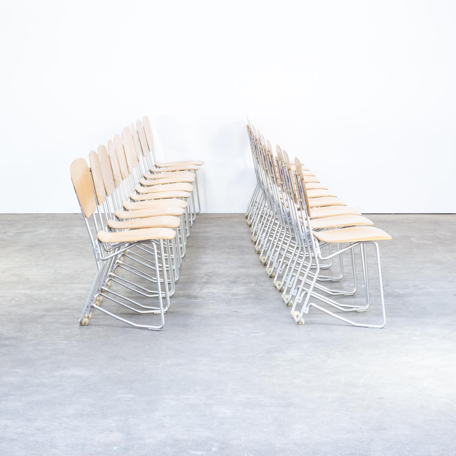 Aluminum 1950s Armin Wirth ‘aluflex’ Folding Chair for Hans Zollinger Sohre Set of 20 For Sale