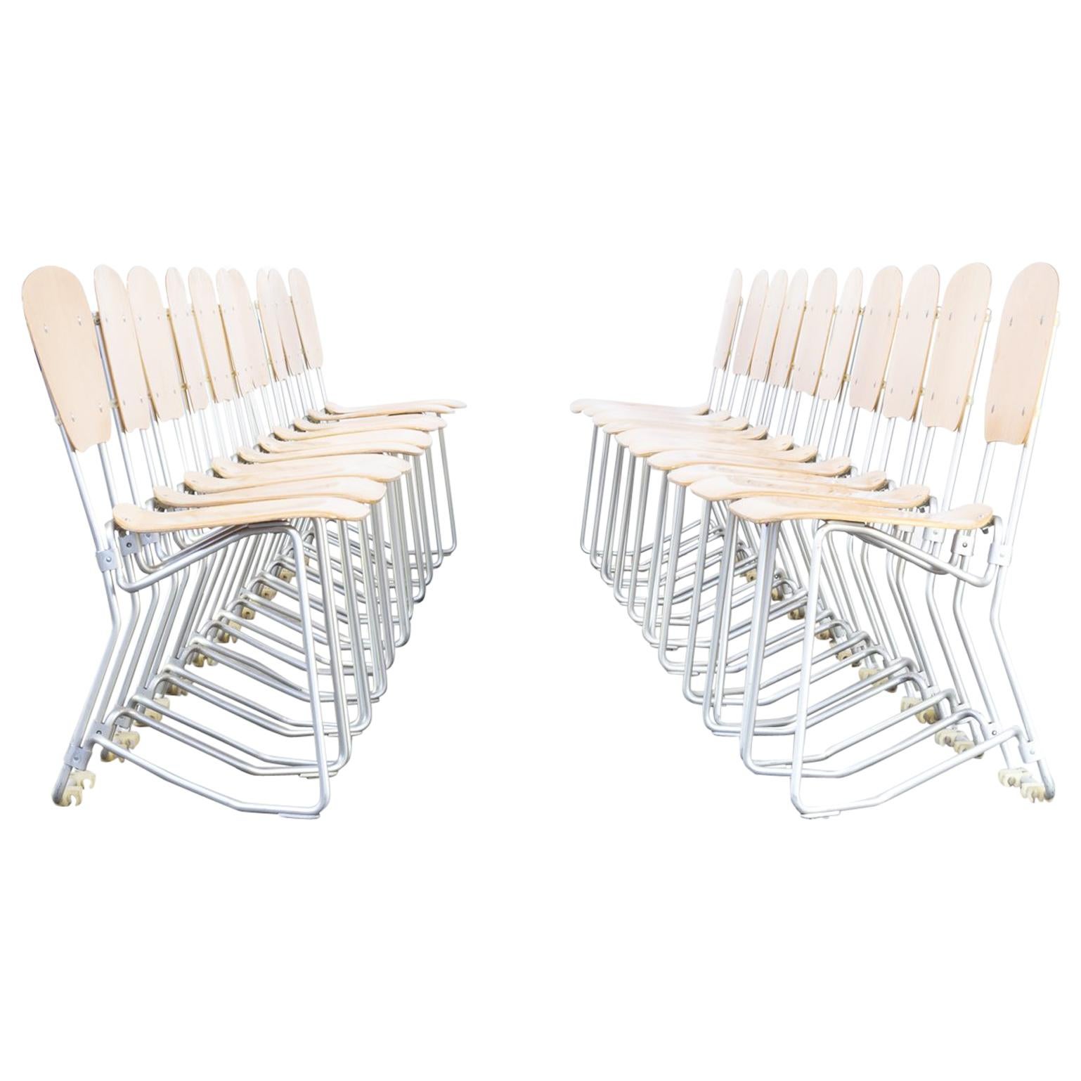 1950s Armin Wirth ‘aluflex’ Folding Chair for Hans Zollinger Sohre Set of 20 For Sale