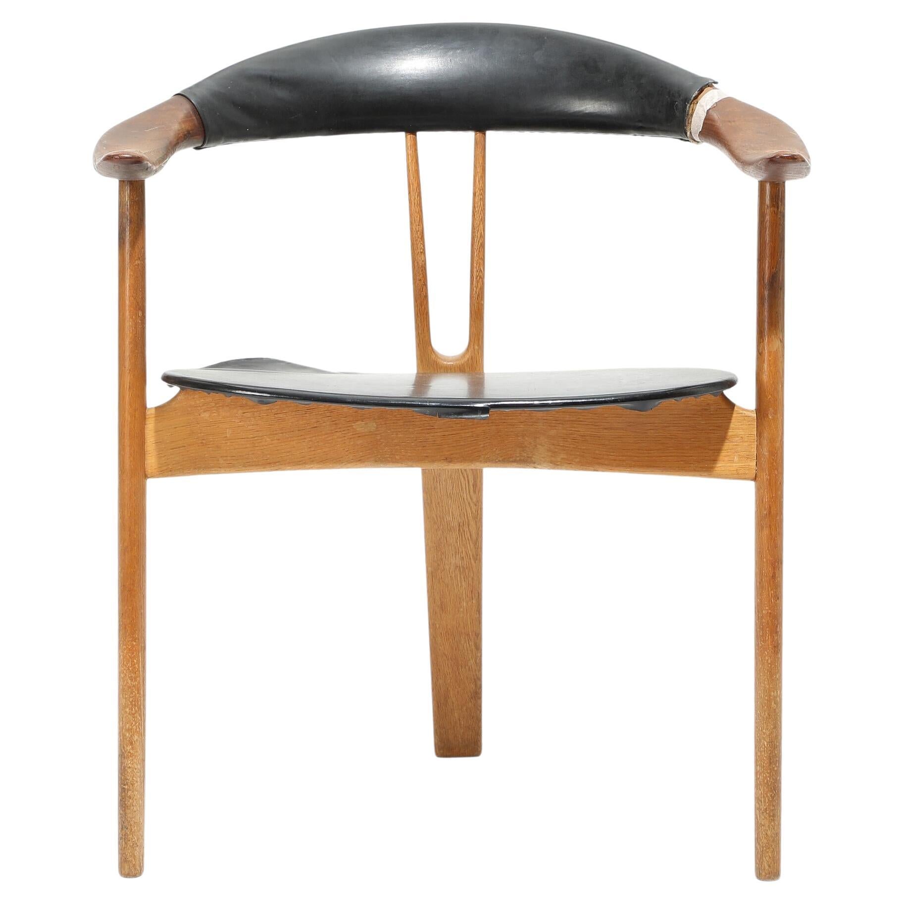 1950s Arne Hovmand-Olsen Rare Model 408 Armchair, Solid Teak, Leather upholstery