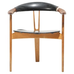 1950s Arne Hovmand-Olsen Rare Model 408 Armchair, Solid Teak, Leather upholstery