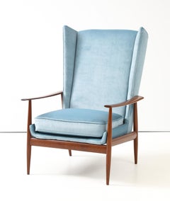 1950er Arne Vodder zugeschriebener Teakholz-Sessel mit geflügelter Rückenlehne