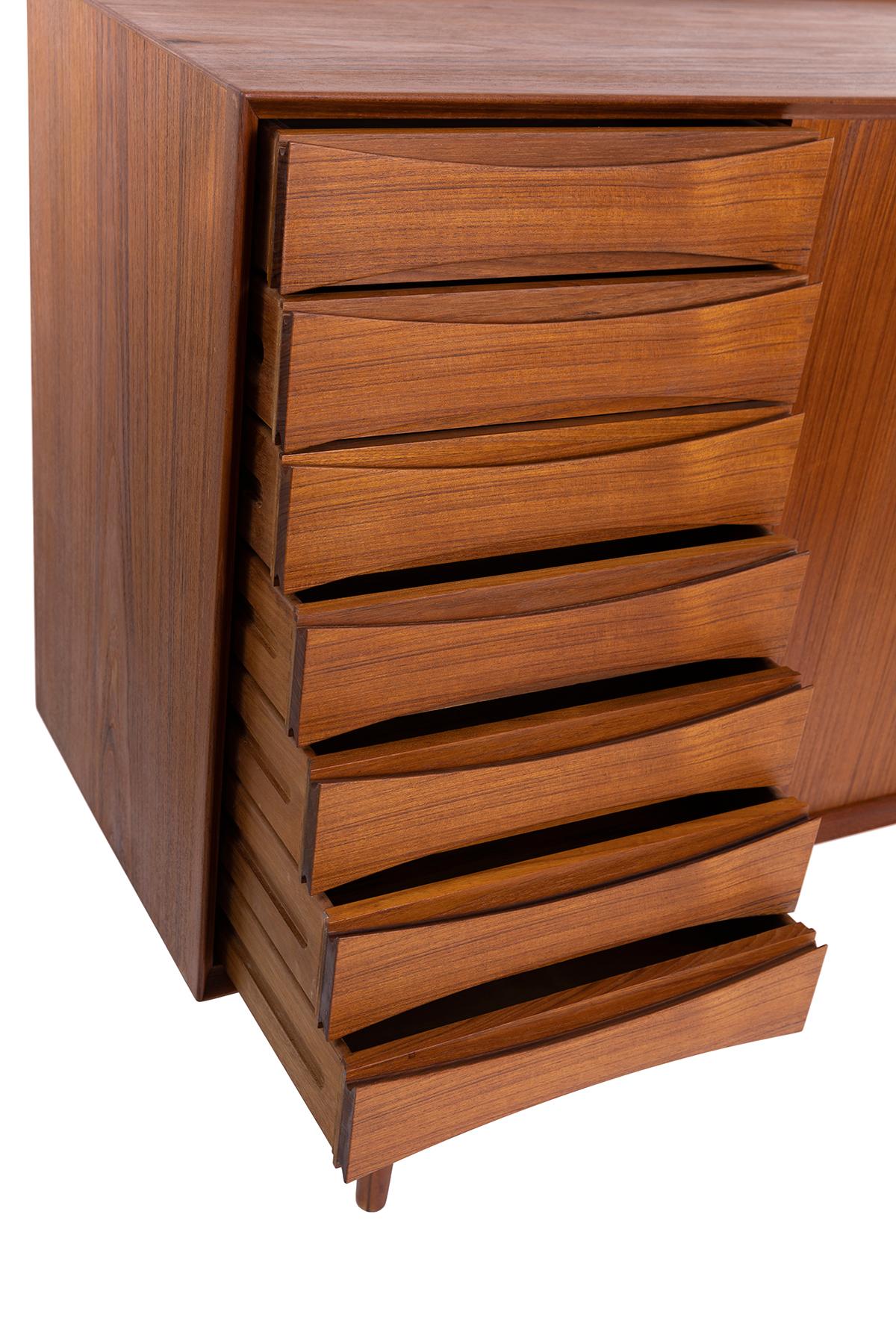 Mid-Century Modern Os63 Teak Highboard by Arne Vodder for Sibast Møbler, 1950's