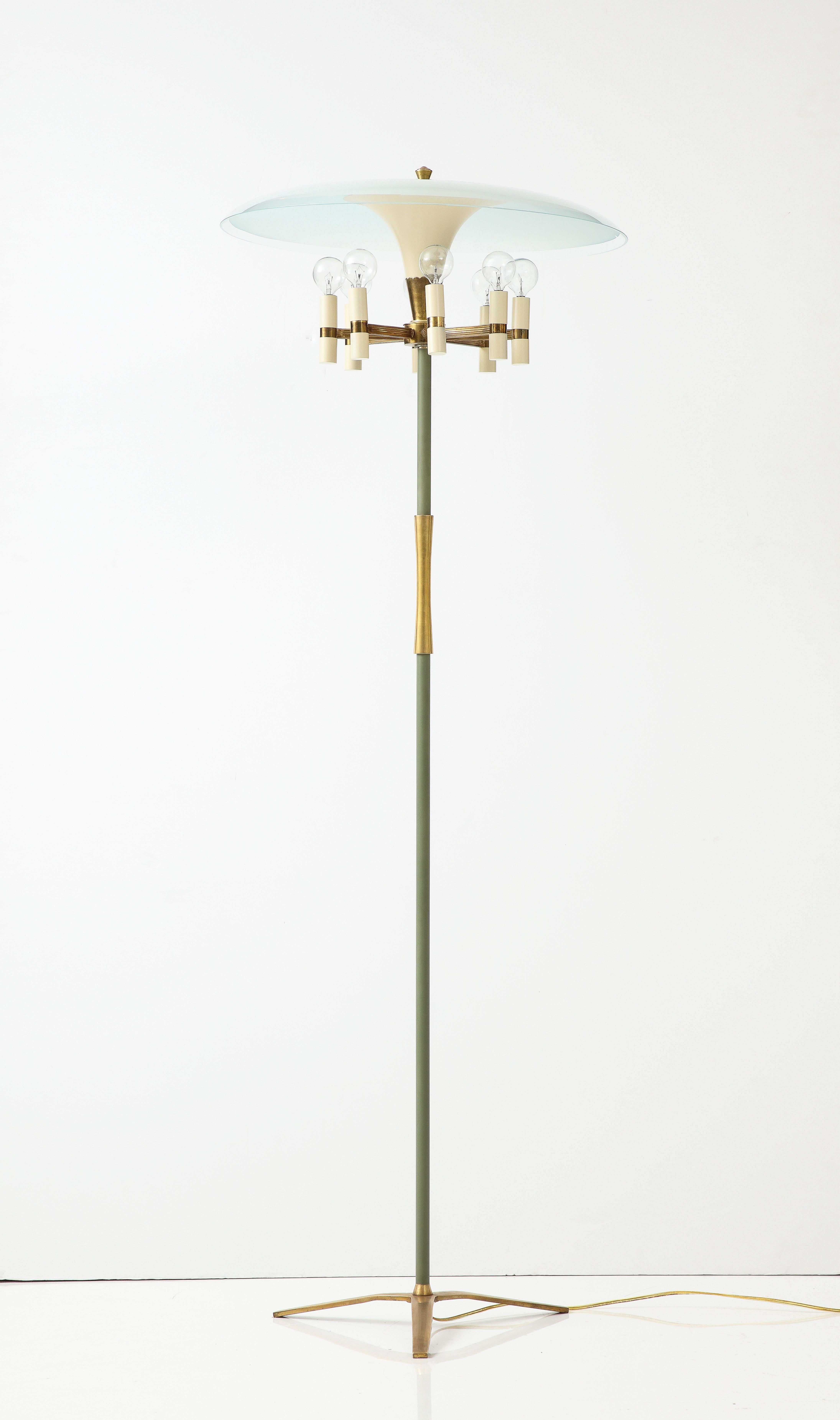 1950s Arredoluce Style Mid-Century Modern Brass Floor Lamp For Sale 7