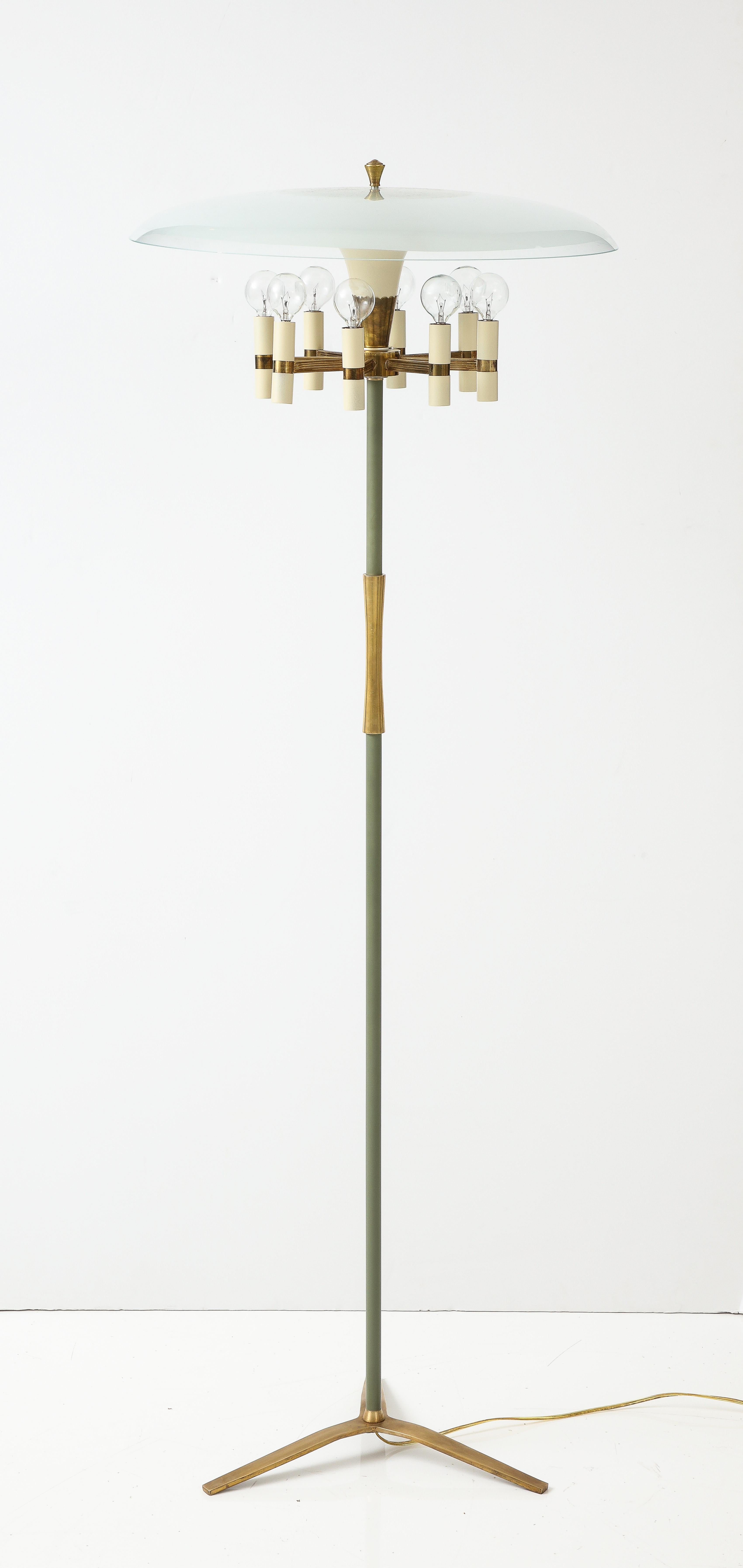 1950s Arredoluce Style Mid-Century Modern Brass Floor Lamp For Sale 13