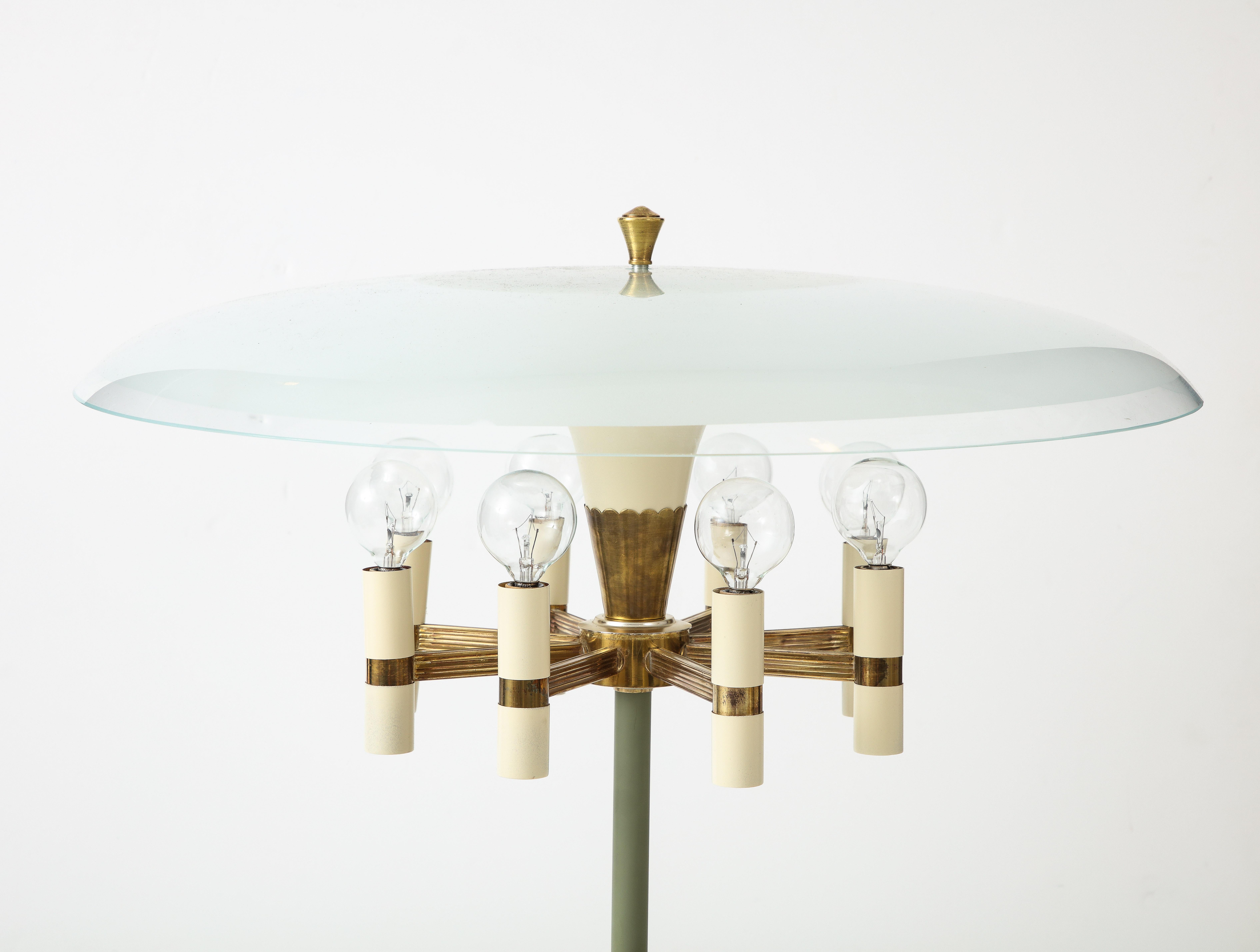 1950s Arredoluce Style Mid-Century Modern Brass Floor Lamp For Sale 4