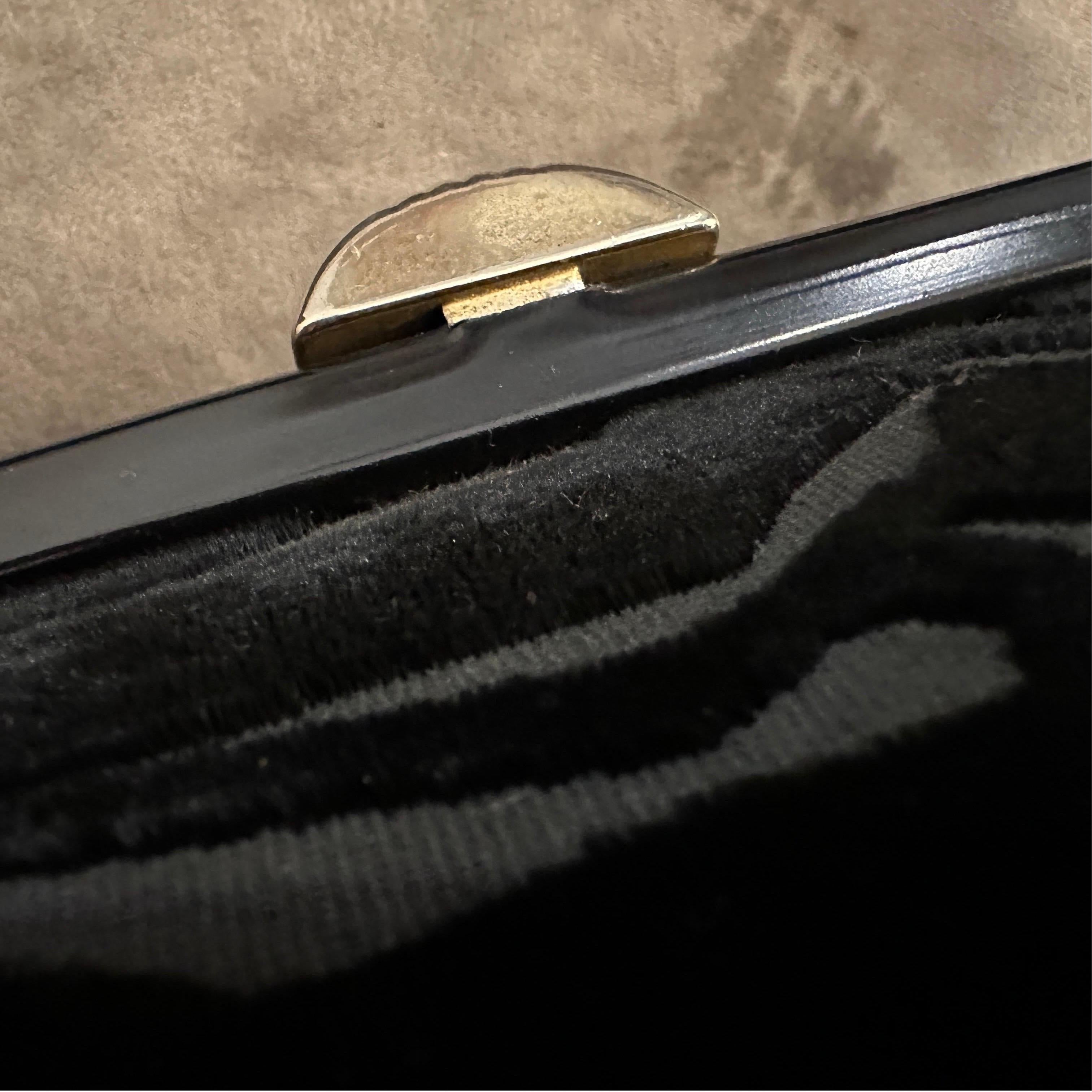 Nero Borsa a manico alto in velluto nero italiano Art Deco anni '50 in vendita