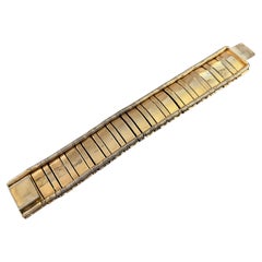 Bracciale retrò italiano in metallo dorato, stile Art Déco, degli anni '50