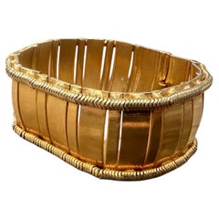 Bracciale retrò italiano in metallo dorato, stile Art Déco, degli anni '50
