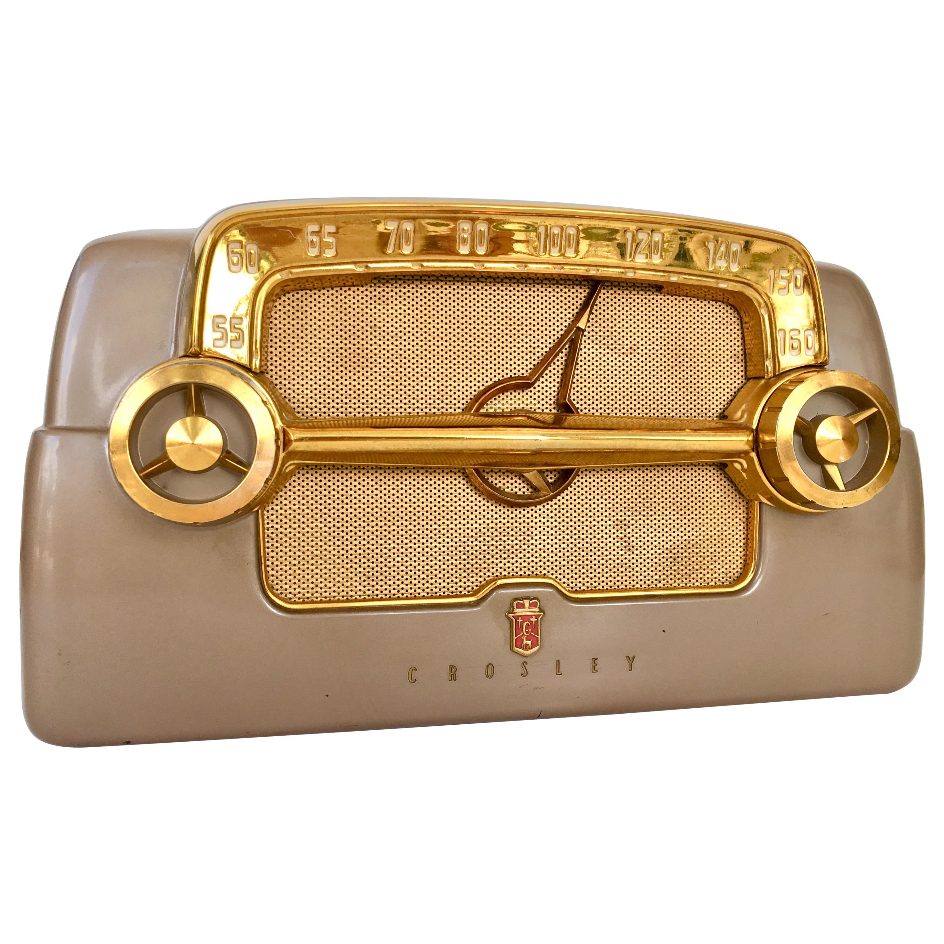 1950'S Art Deco "Dashboard" Tube Electronic Am Radio By, Crosley