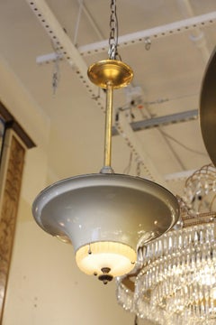 Art Deco Glass Saucer Theater Pendant Light Quantity Available