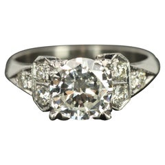 1950s Art Deco Engagement Ring – 1.25ct Round Diamonds Geometric Design Platinum