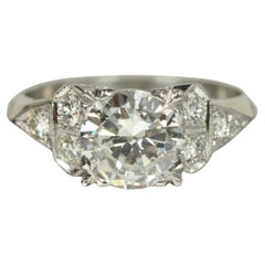 1950er Art Deco Verlobungsring - 1,25ct Runde Diamanten Geometrisches Design/One Platin