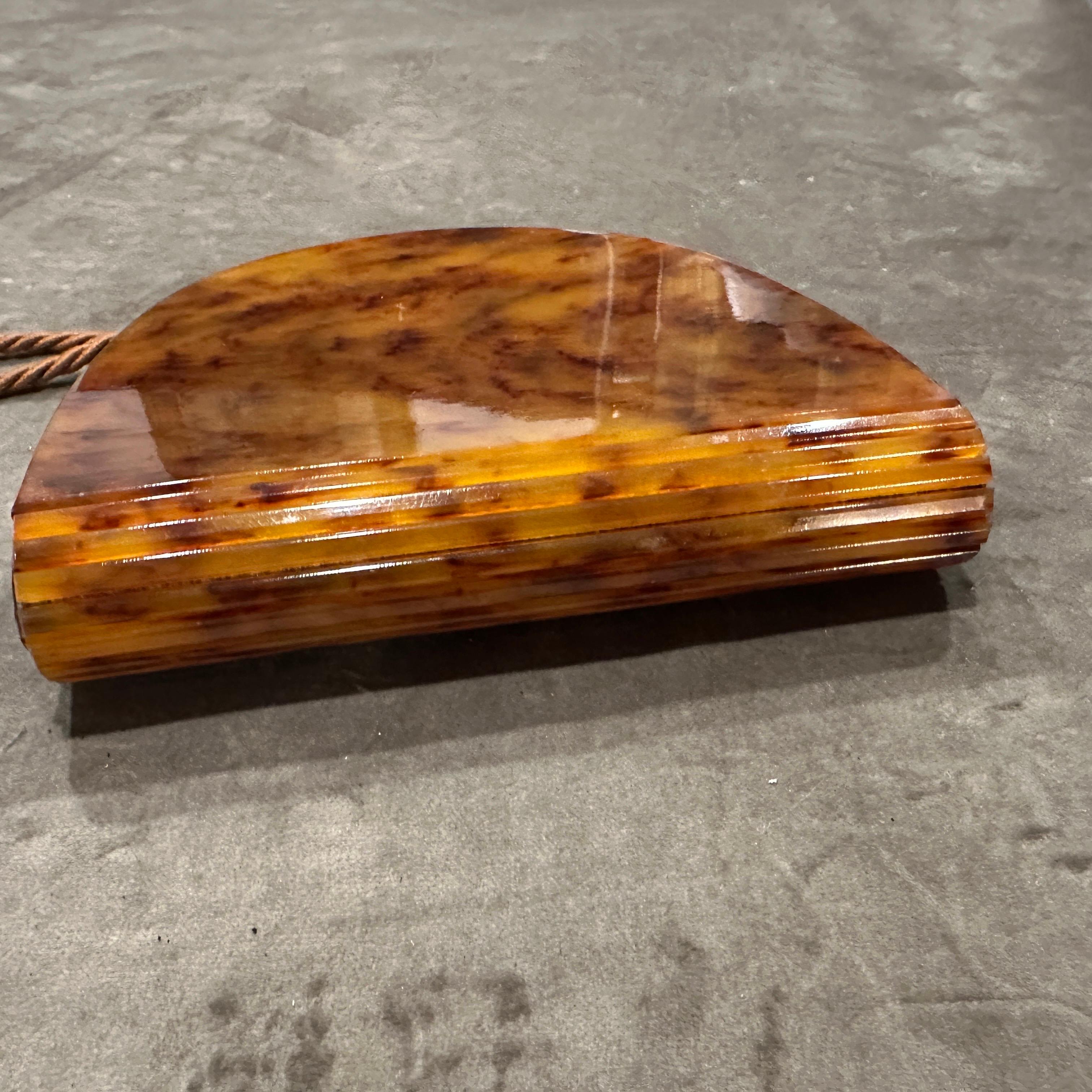 1950s Art Deco Fake Tortoiseshell Bakelite Italian Minaudière by Ipes For Sale 1