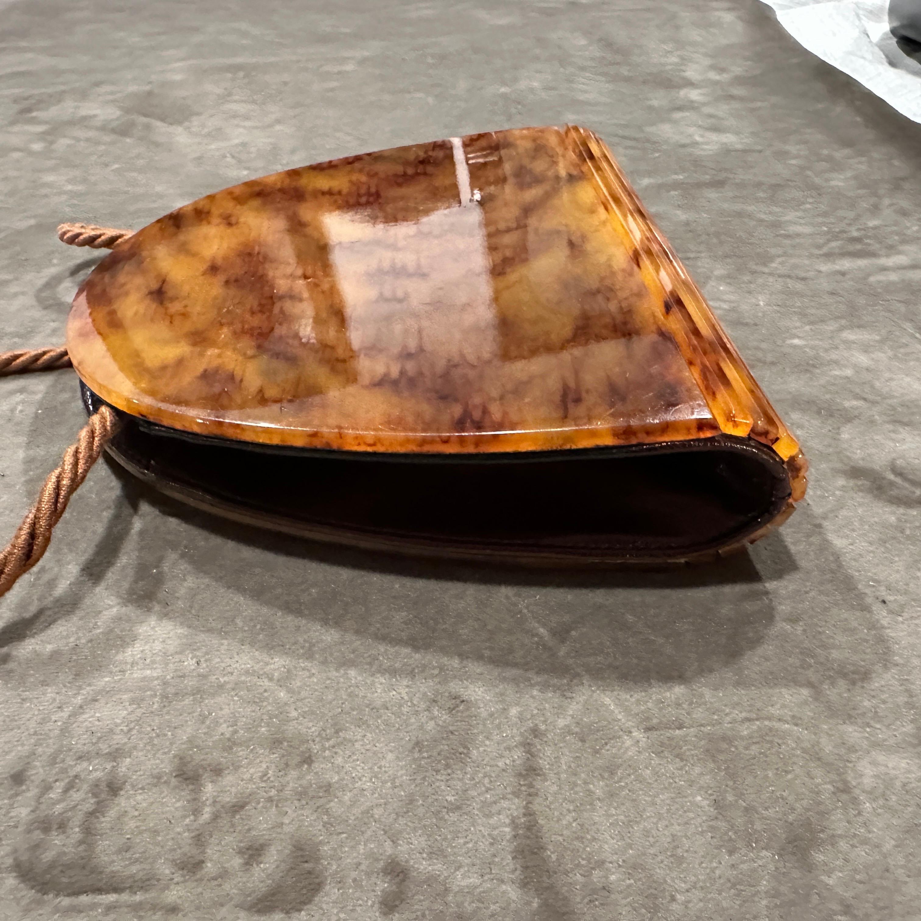 1950s Art Deco Fake Tortoiseshell Bakelite Italian Minaudière by Ipes For Sale 3