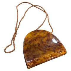 1950s Art Deco Fake Tortoiseshell Bakelite Italian Minaudière by Ipes