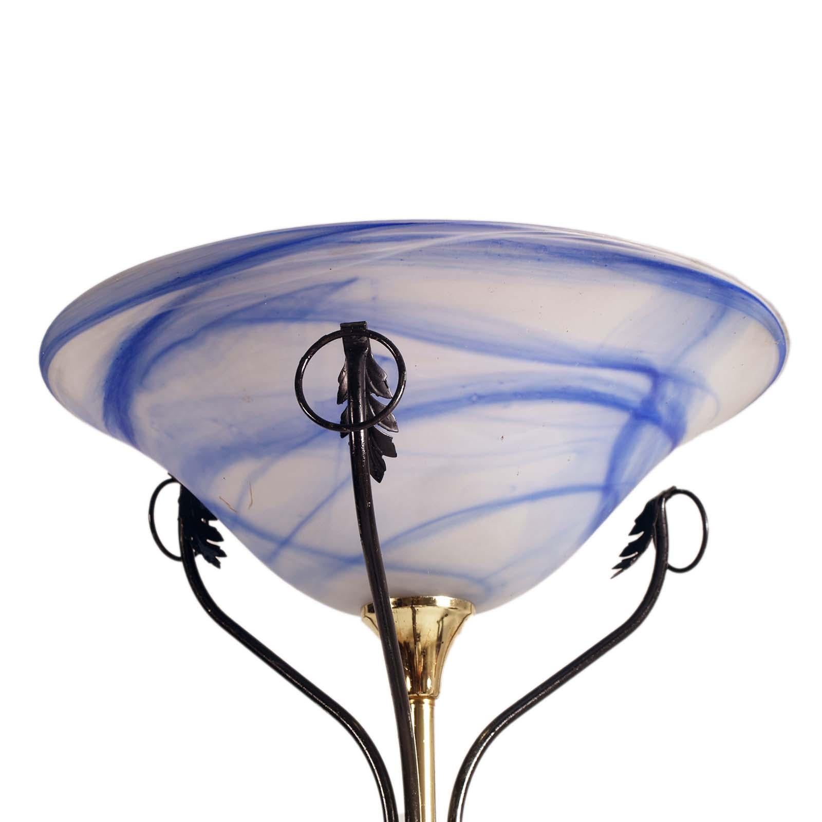 Italian 1950s Art Deco Floor Lamp Shape Olympic Brazier Murano glass Mazzega attributed For Sale
