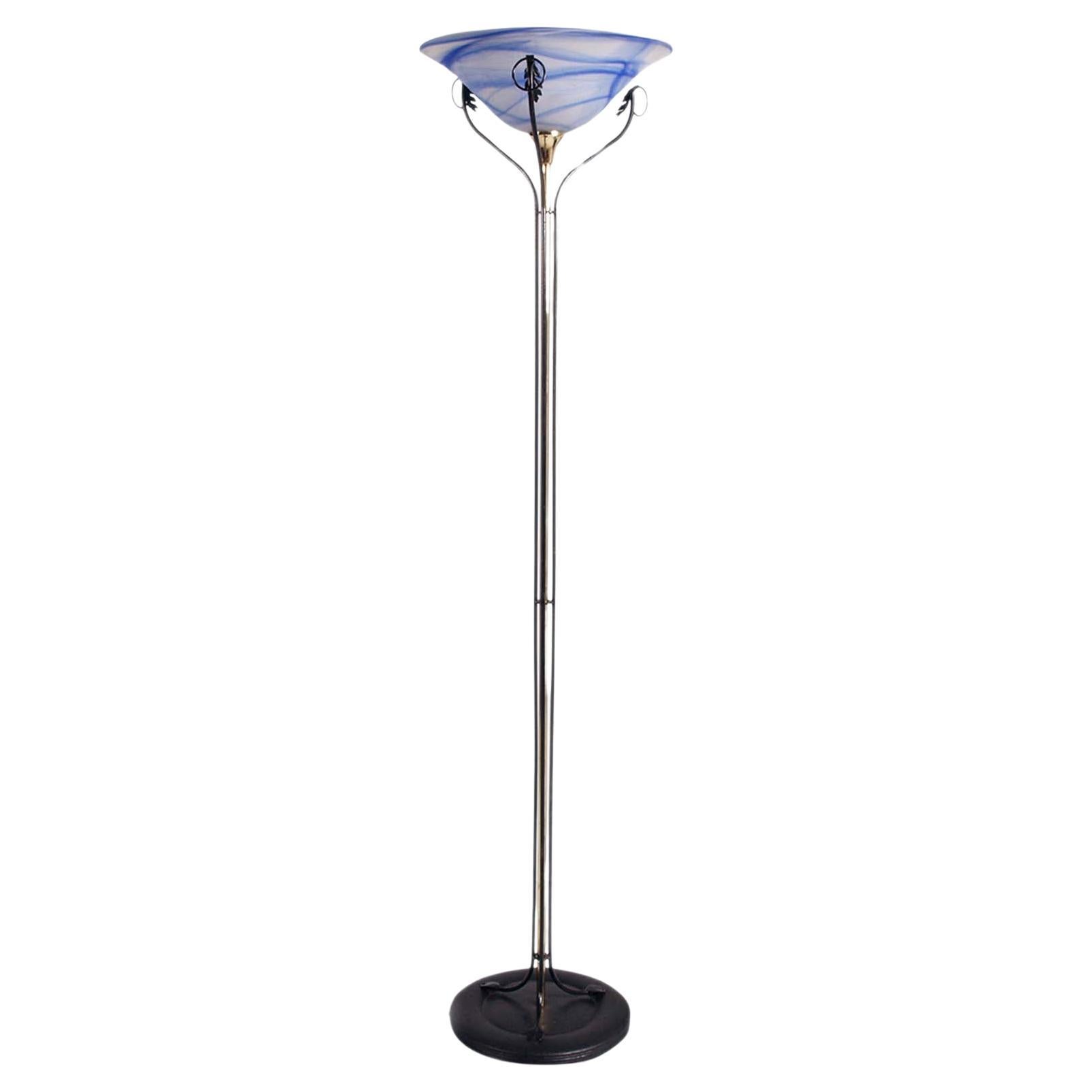 1950s Art Deco Floor Lamp Shape Olympic Brazier Murano glass Murano glass Mazzega Murano attributed en vente
