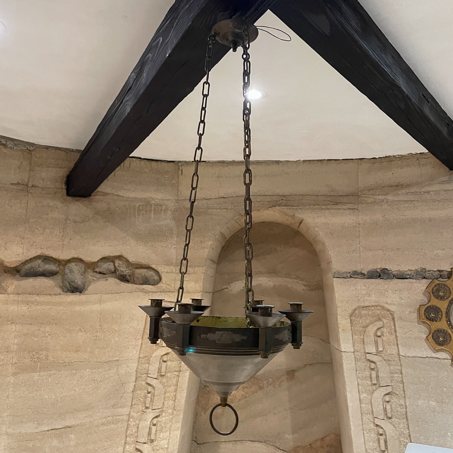 Lámpara Art Decó de los años 50 Colgante candelabro de seis velas