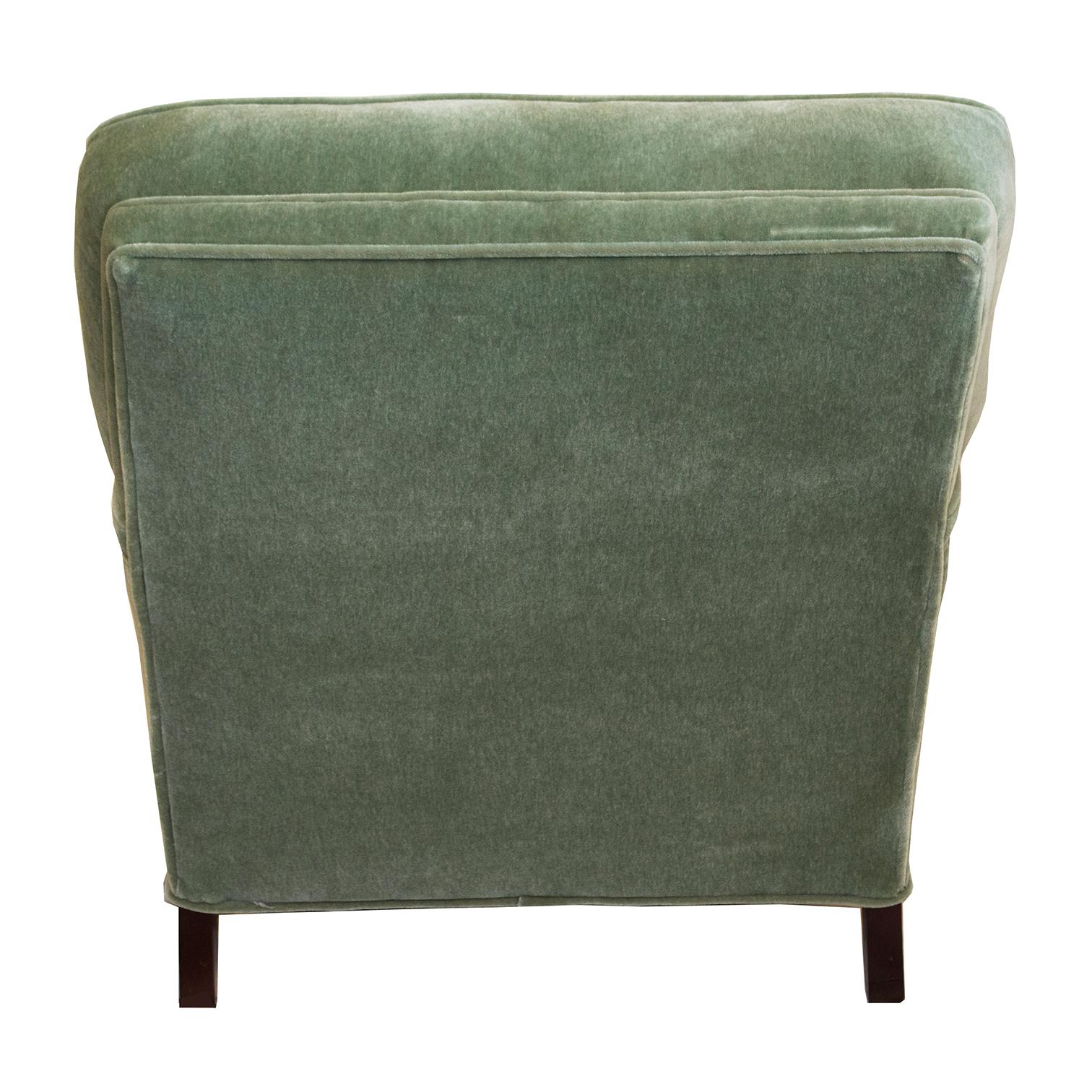 19th Century 1950s Art Deco Lawson-back just reupholstered Green & Pink Mohair Club Chairs 