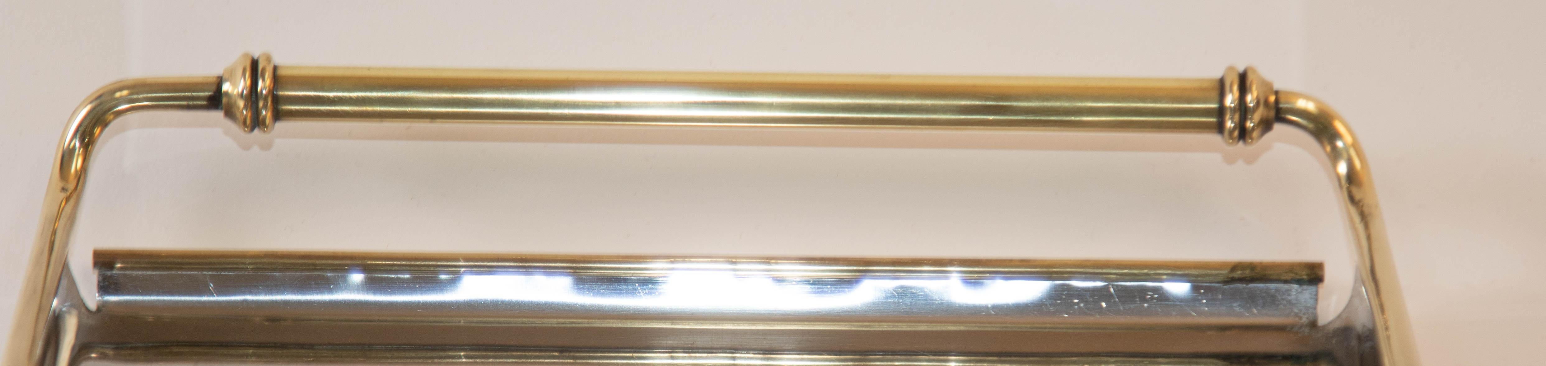 1950s Art Deco Metal Tray Chrome Mirrored with Brass Handles 5