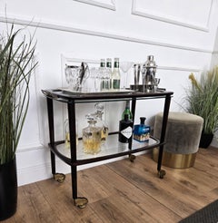 1950s Art Deco Mid-Century Italian Dry Bar Cabinet Liquor Cart Tray