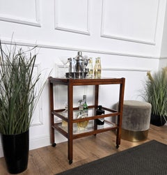 1950s Art Deco Mediados de Siglo Italiano Bar Seco Gabinete Liquor Cart Bandeja